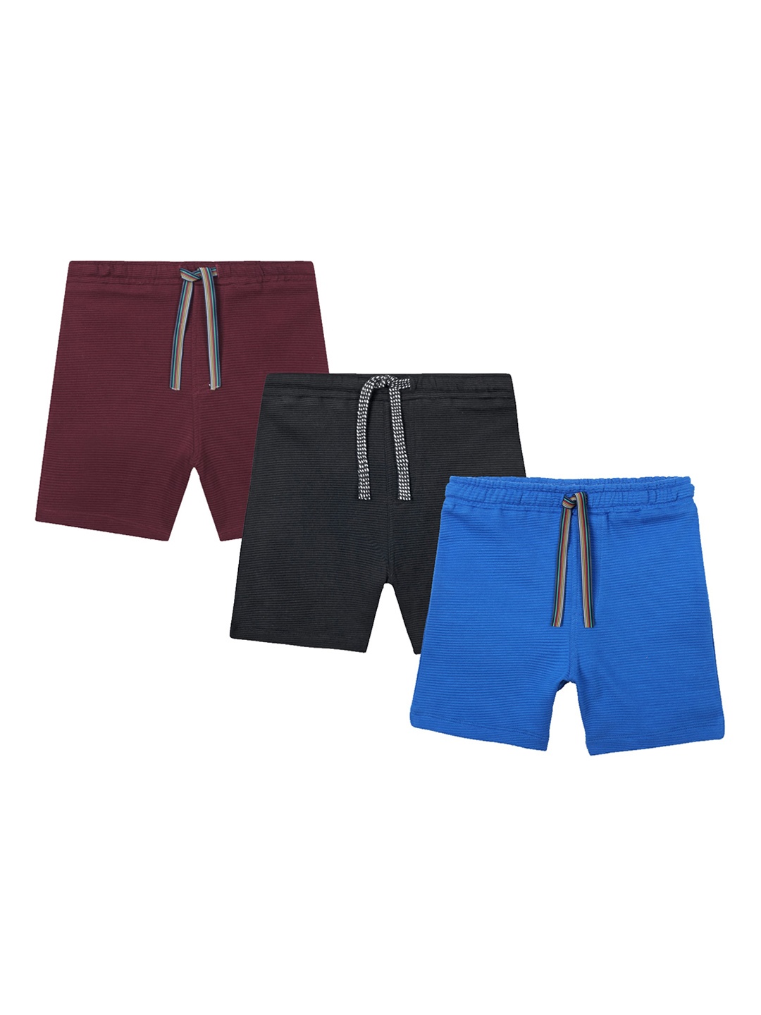 

Anthrilo Boys Pack Of 3 Mid-Rise Striped Lightweight Pure Cotton Shorts, Maroon