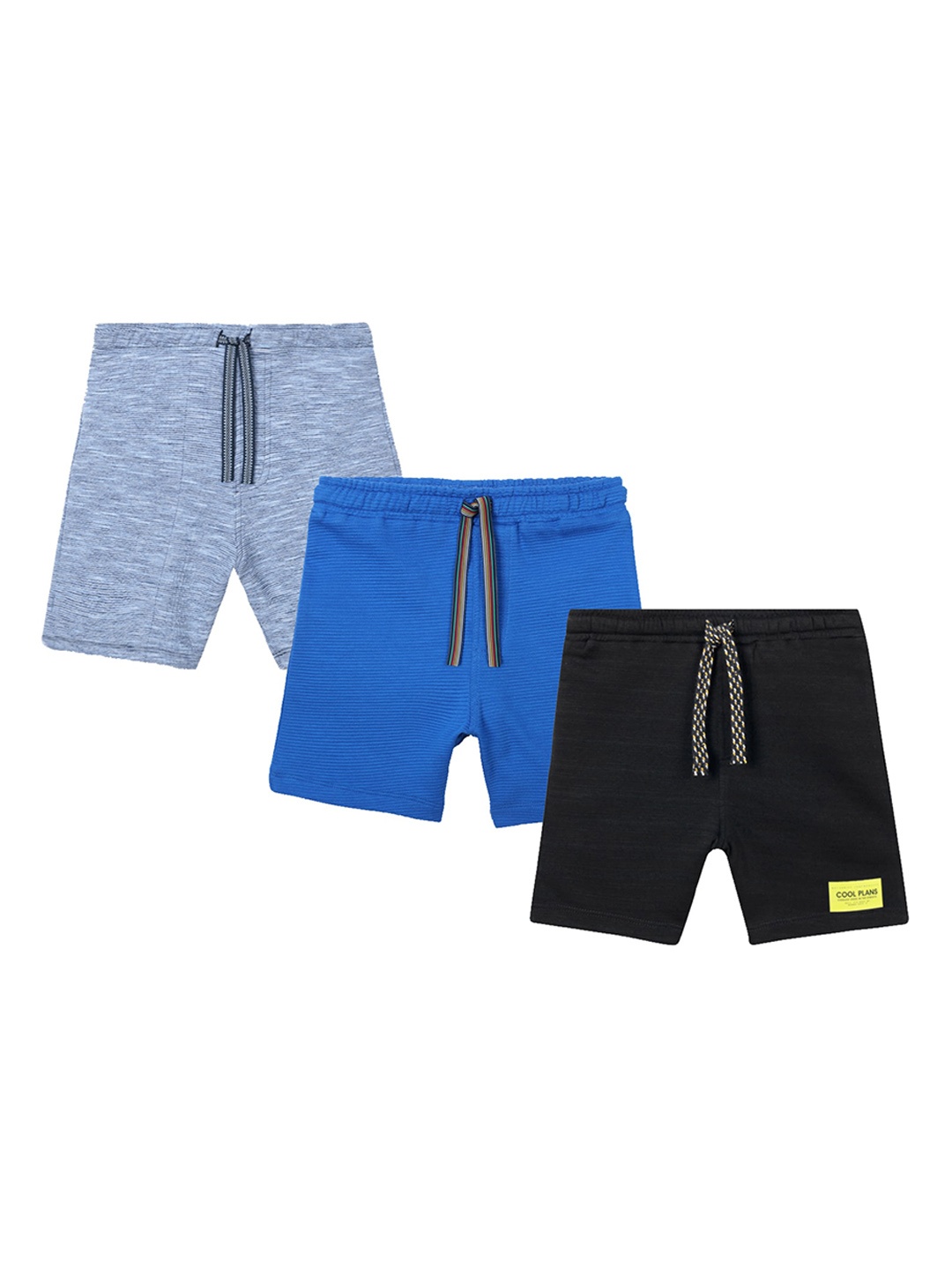 

Anthrilo Boys Pack Of 3 Mid-Rise Striped Lightweight Pure Cotton Shorts, Blue