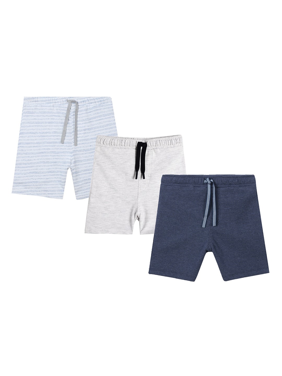 

Anthrilo Boys Pack Of 3 Mid-Rise Striped Lightweight Pure Cotton Shorts, Blue