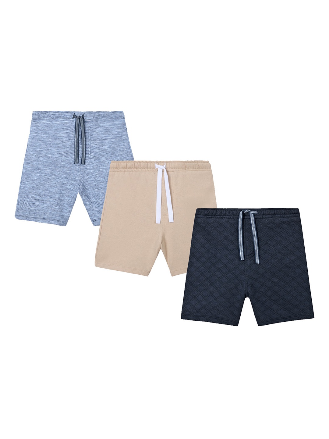 

Anthrilo Boys Pack Of 3 Mid-Rise Lightweight Pure Cotton Shorts, Beige