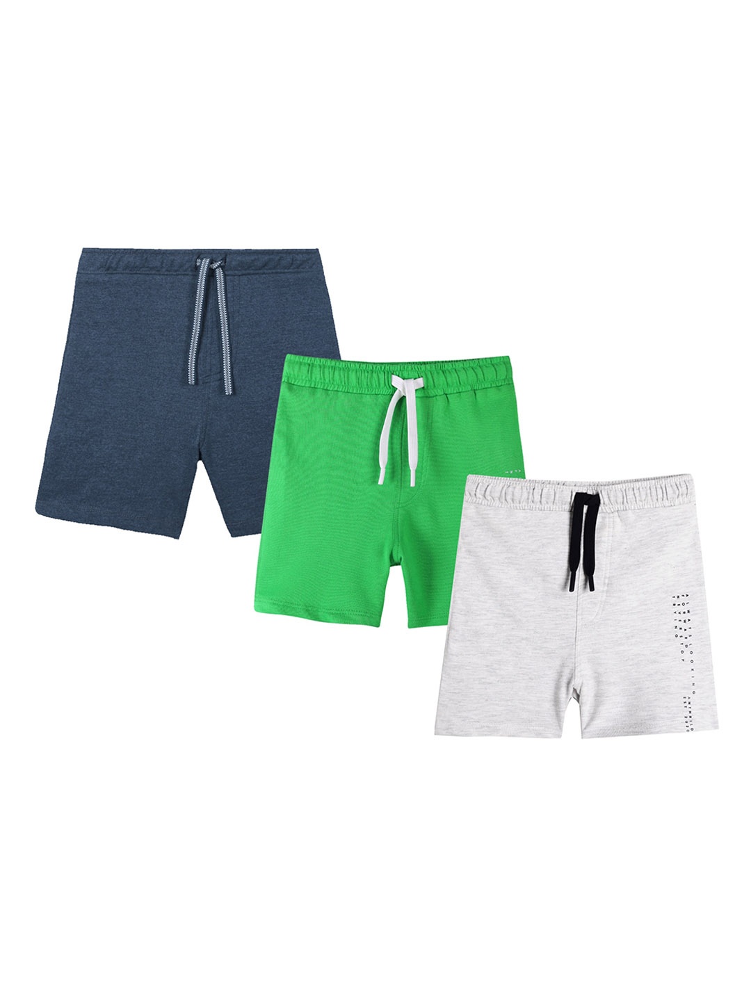 

Anthrilo Boys Pack Of 3 Mid-Rise Lightweight Pure Cotton Shorts, Green