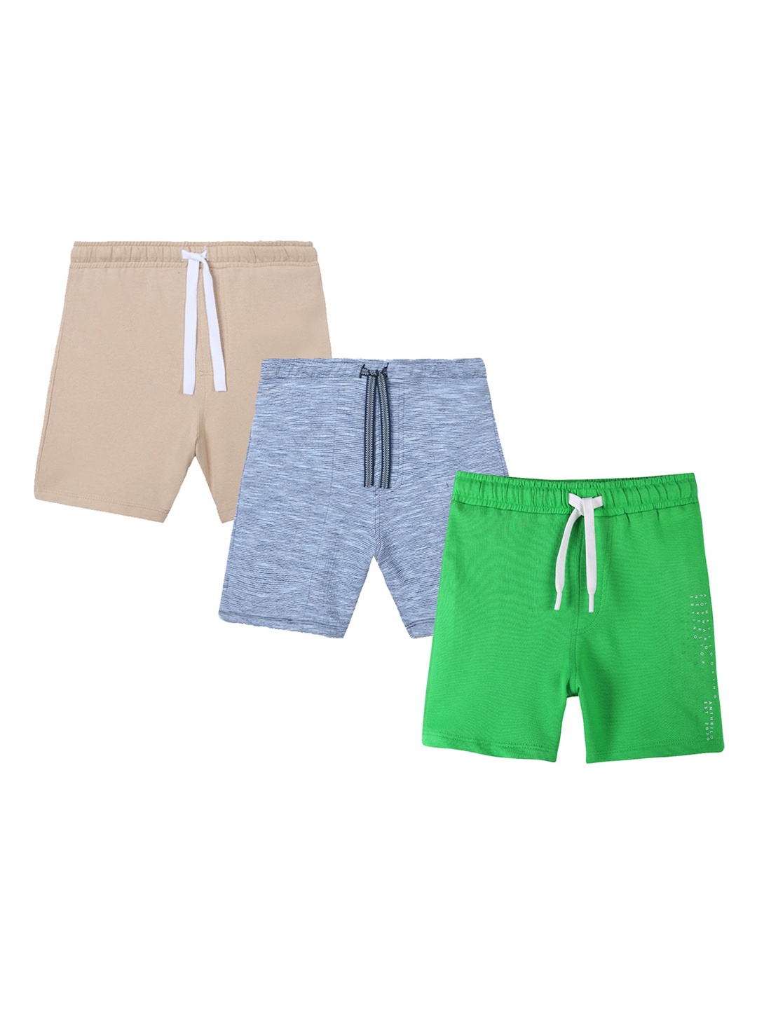 

Anthrilo Boys Pack Of 3 Mid-Rise Lightweight Pure Cotton Shorts, Blue