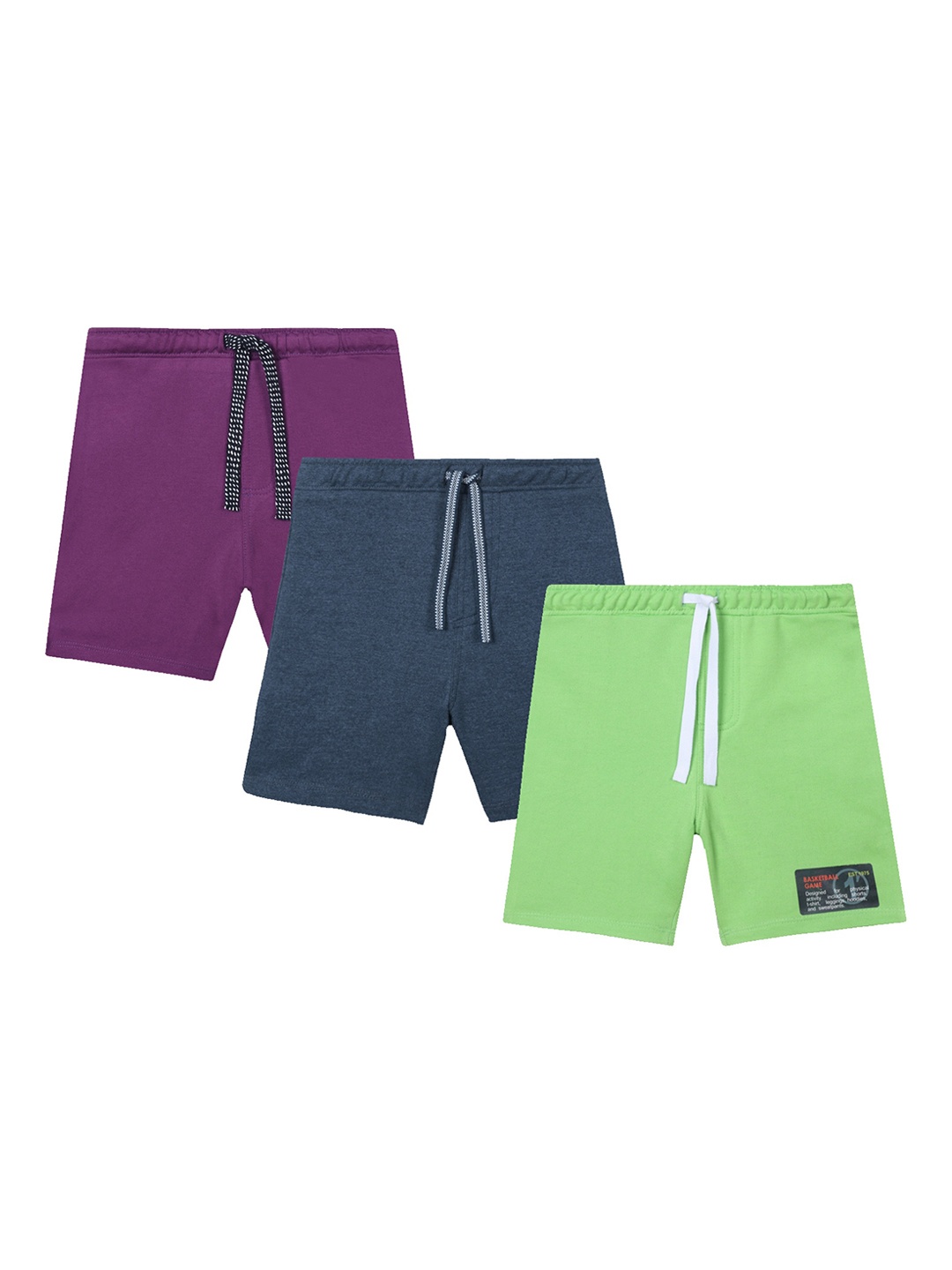 

Anthrilo Boys Pack Of 3 Mid-Rise Lightweight Pure Cotton Shorts, Multi