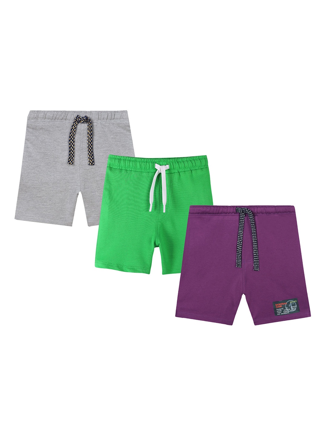 

Anthrilo Boys Pack Of 3 Mid-Rise Lightweight Pure Cotton Shorts, Green