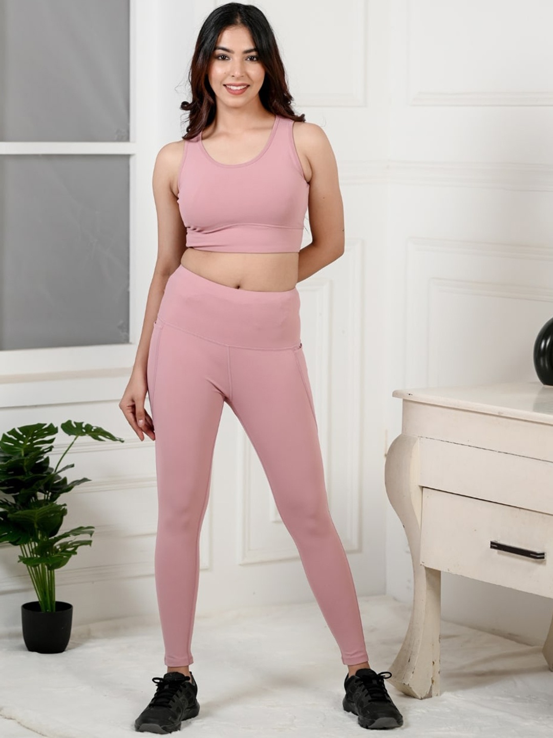 

Mlada Women Ankle Length Active Wear Gym Tights, Pink