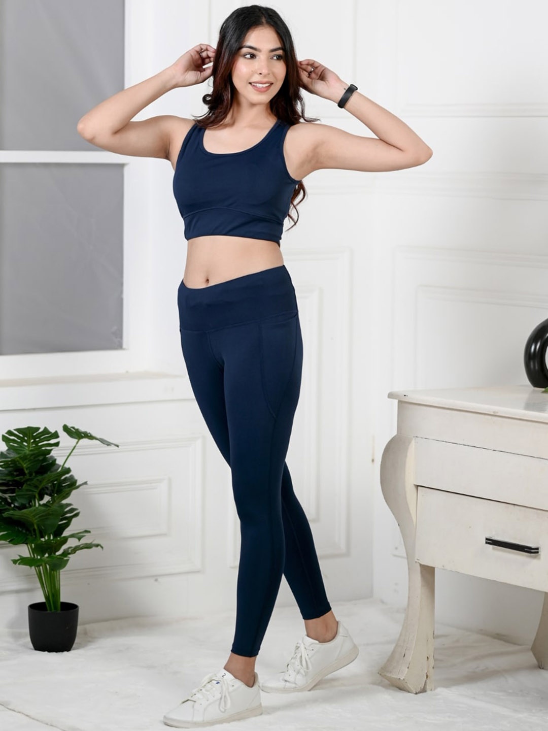 

Mlada Women Ankle Length Active Wear Gym Tights, Navy blue