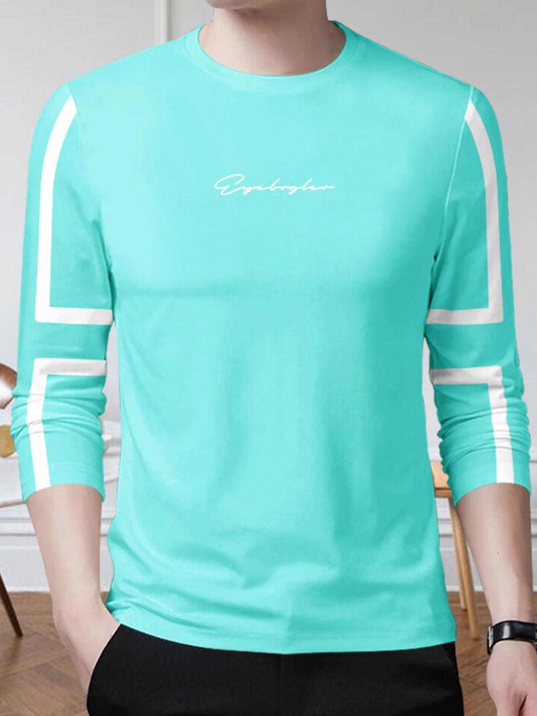 

Eyebogler Typography Round Neck Regular Fit Cotton Casual T-shirt, Sea green