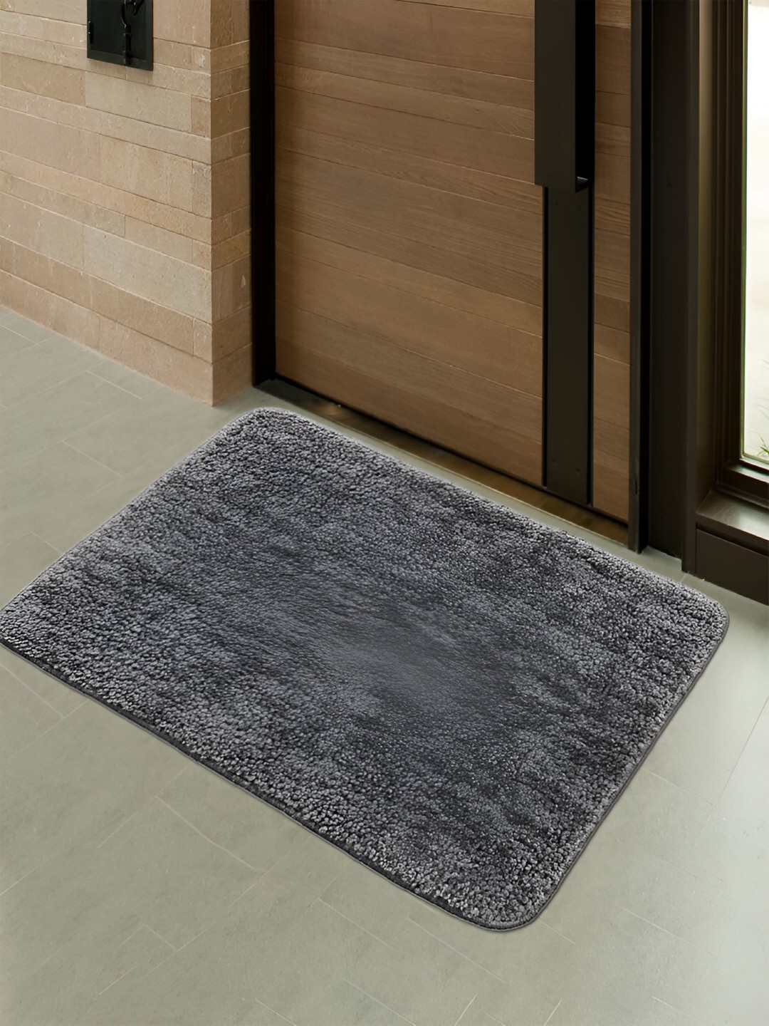 

Kuber Industries Blue & Grey 2 Pcs Anti-Slip Absorbent Fluffy Doormats