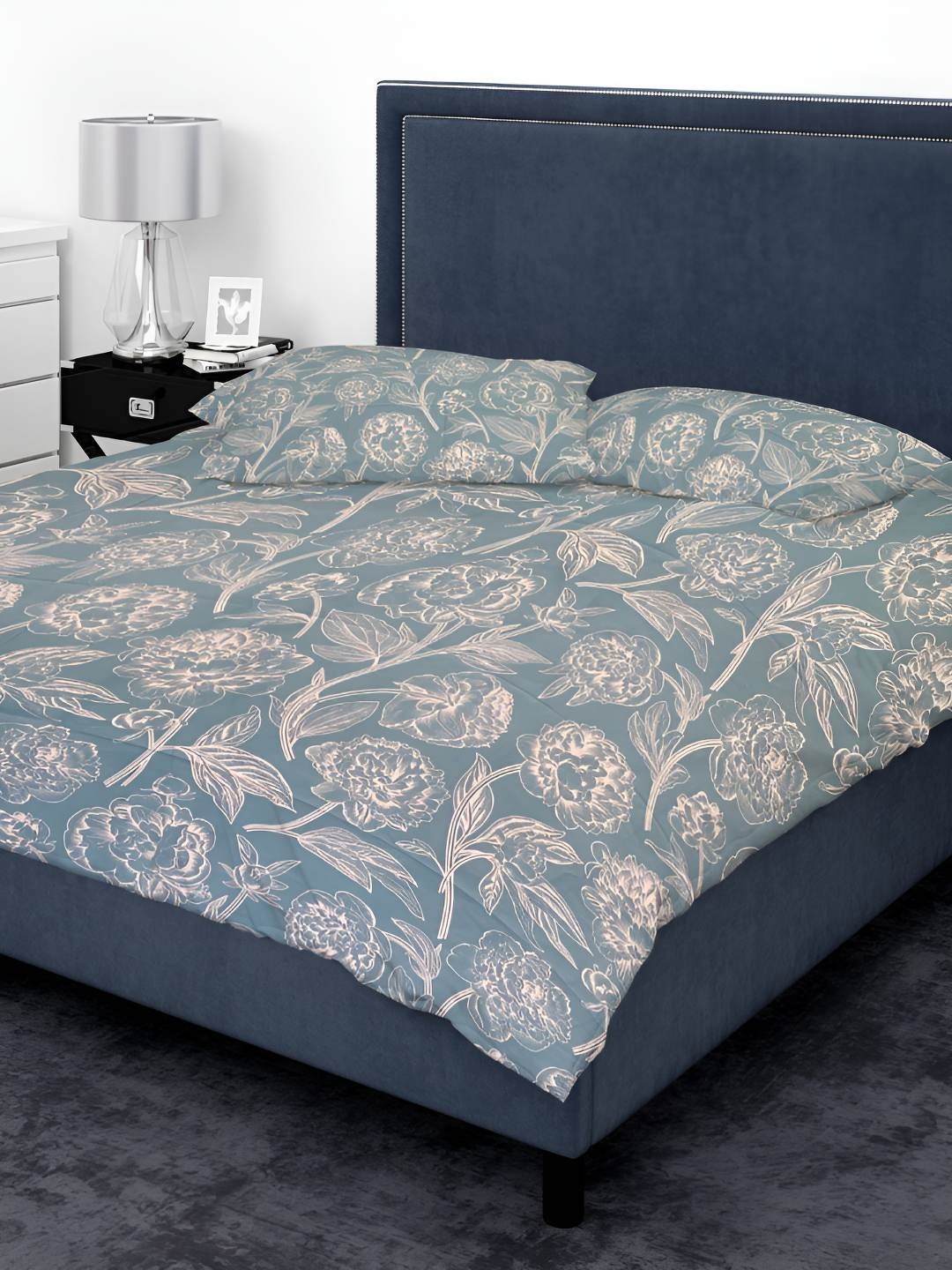 

Sleeping Owls- because your sleep matters Blue 144 TC King Bedsheet with 2 Pillow Covers