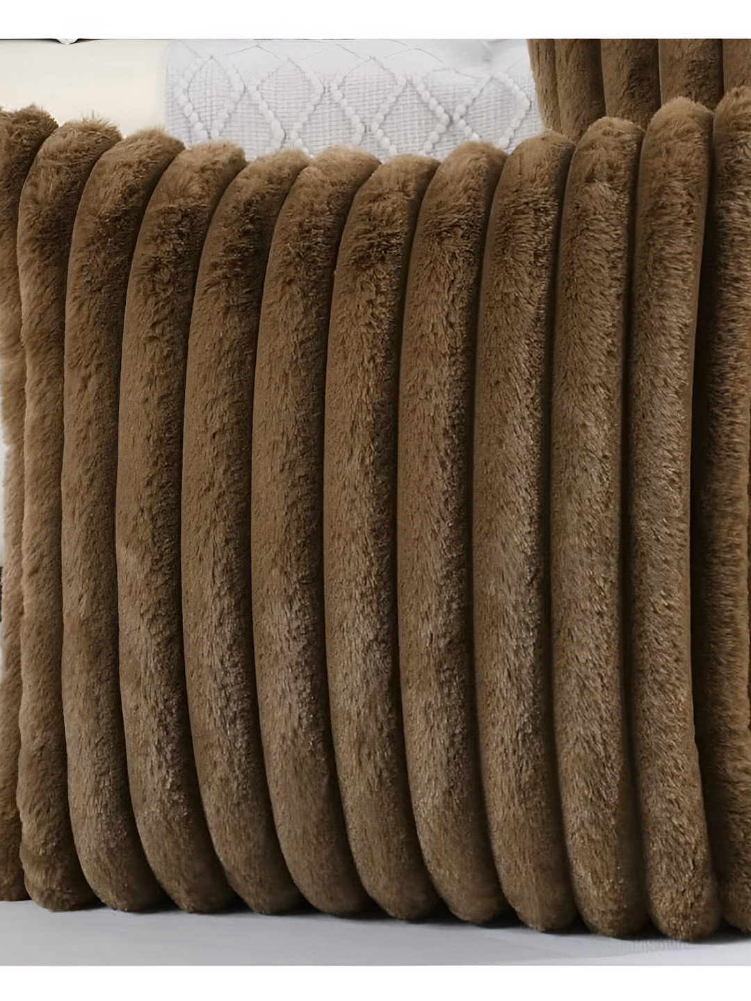 

MONKDECOR Brown Striped Velvet Square Cushion Covers