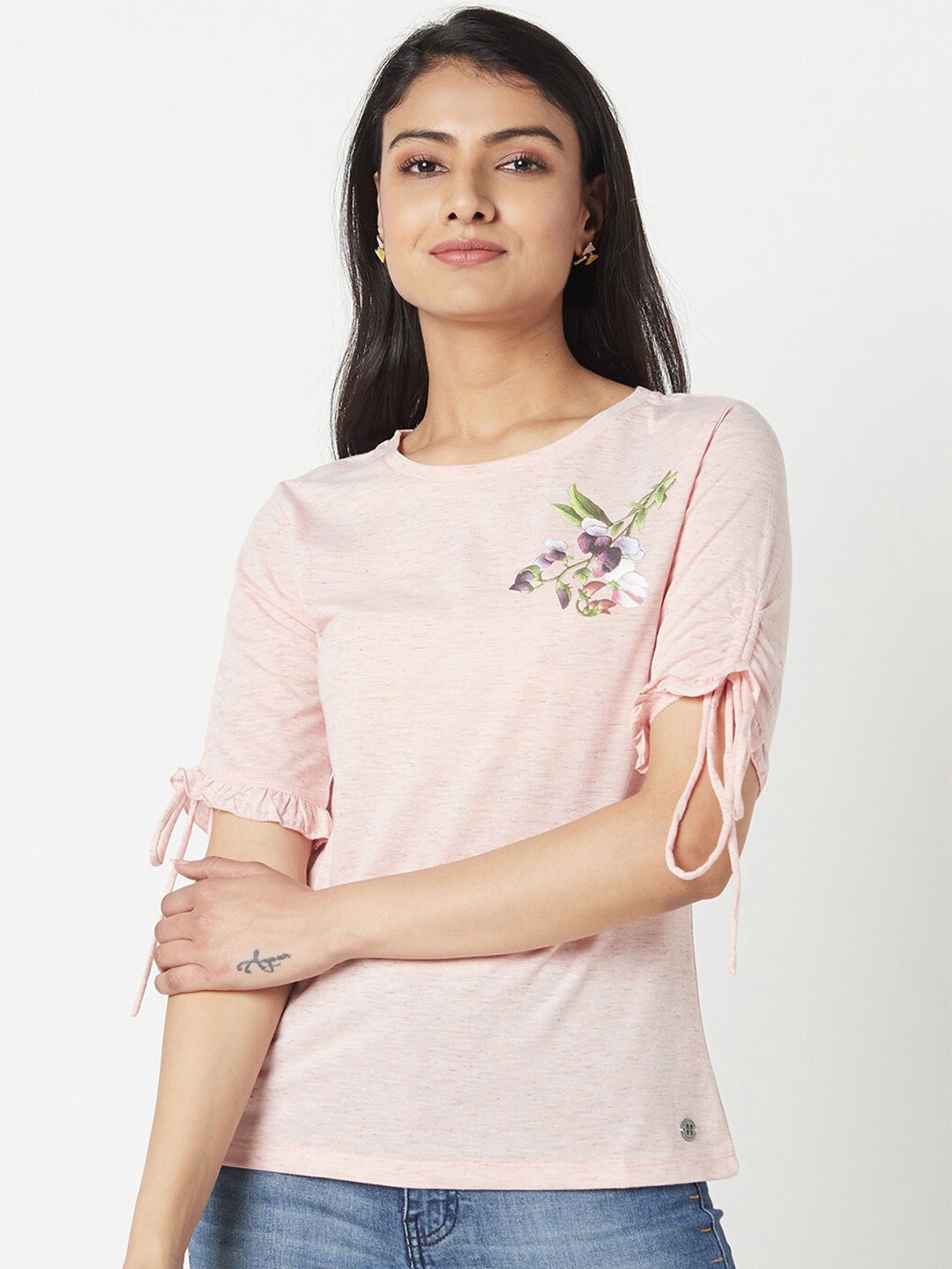 

Miss Grace Floral Printed Round Neck Top, Pink