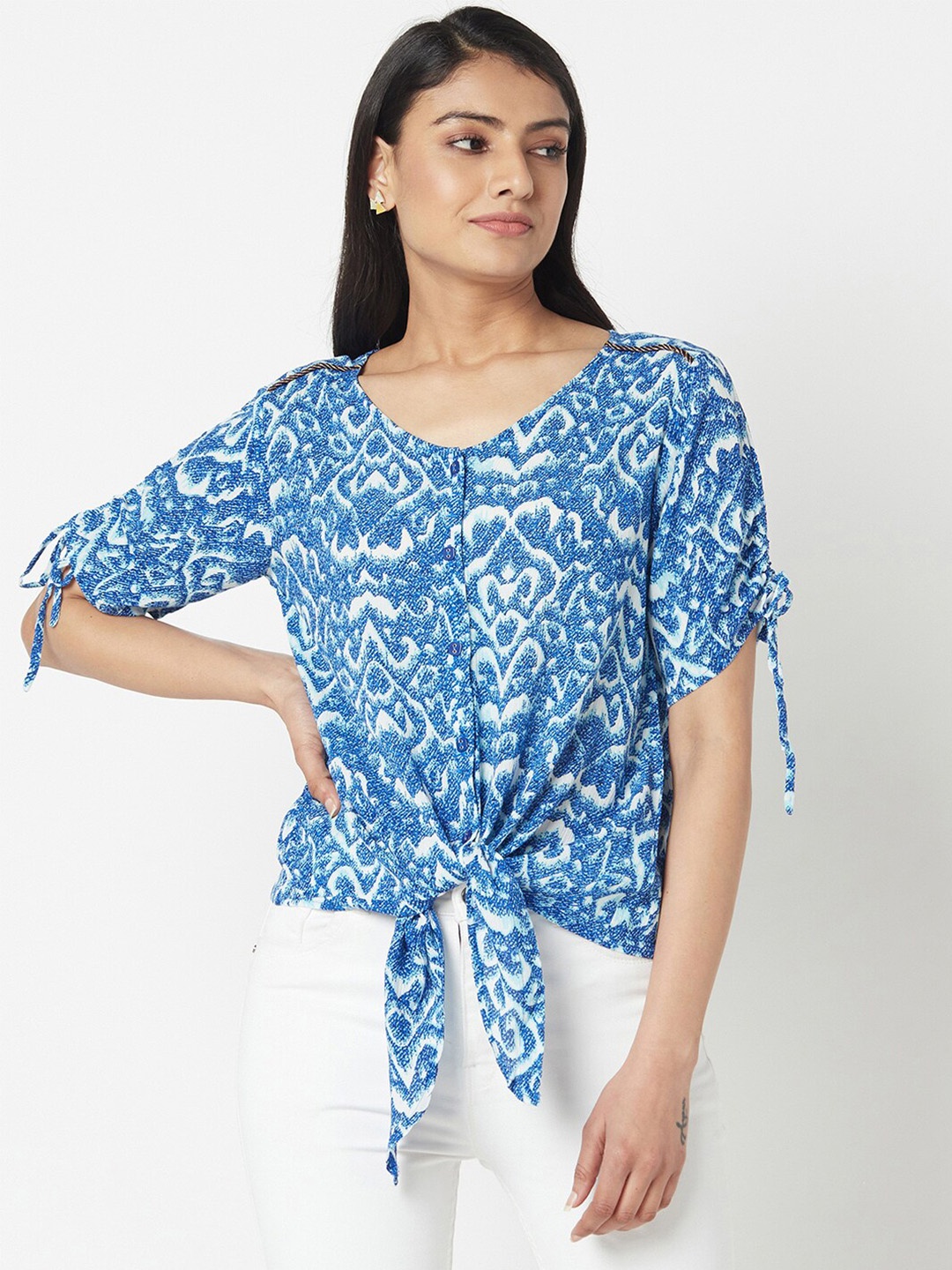 

Miss Grace Abstract Printed Top, Blue