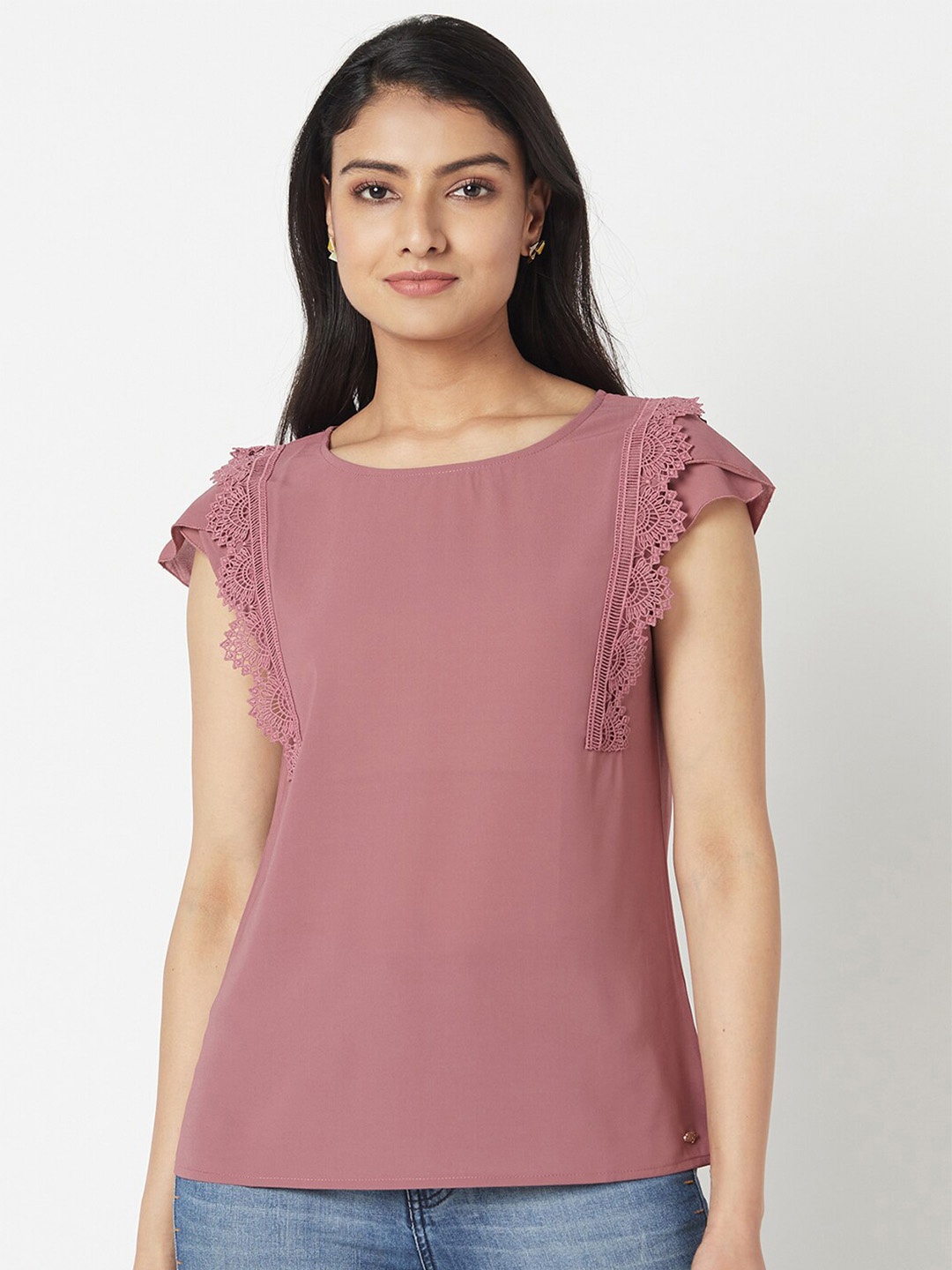 

Miss Grace Flutter Sleeve Top, Pink