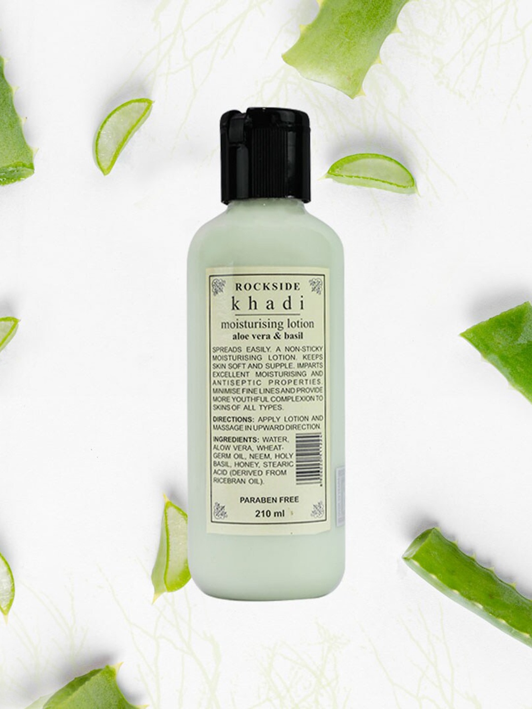 

ROCKSIDE KHADI Set of 4 Aloe Vera Basil Moisturising Lotion - 210ml Each, Green