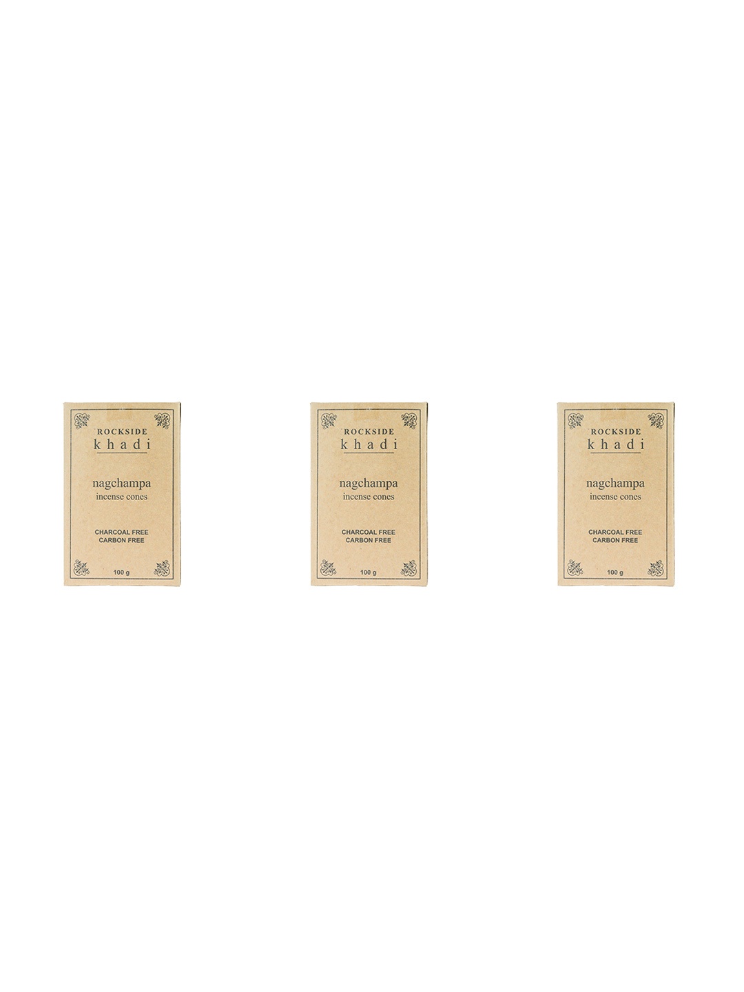 

ROCKSIDE KHADI Set Of 3 Nagchampa Incense Cone - 100g Each, Brown
