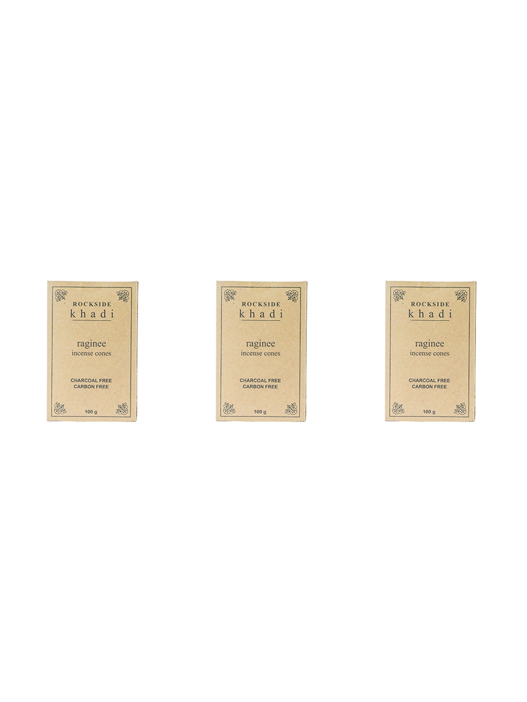 

ROCKSIDE KHADI Set Of 3 Raginee Incense Cone - 100g Each, Brown