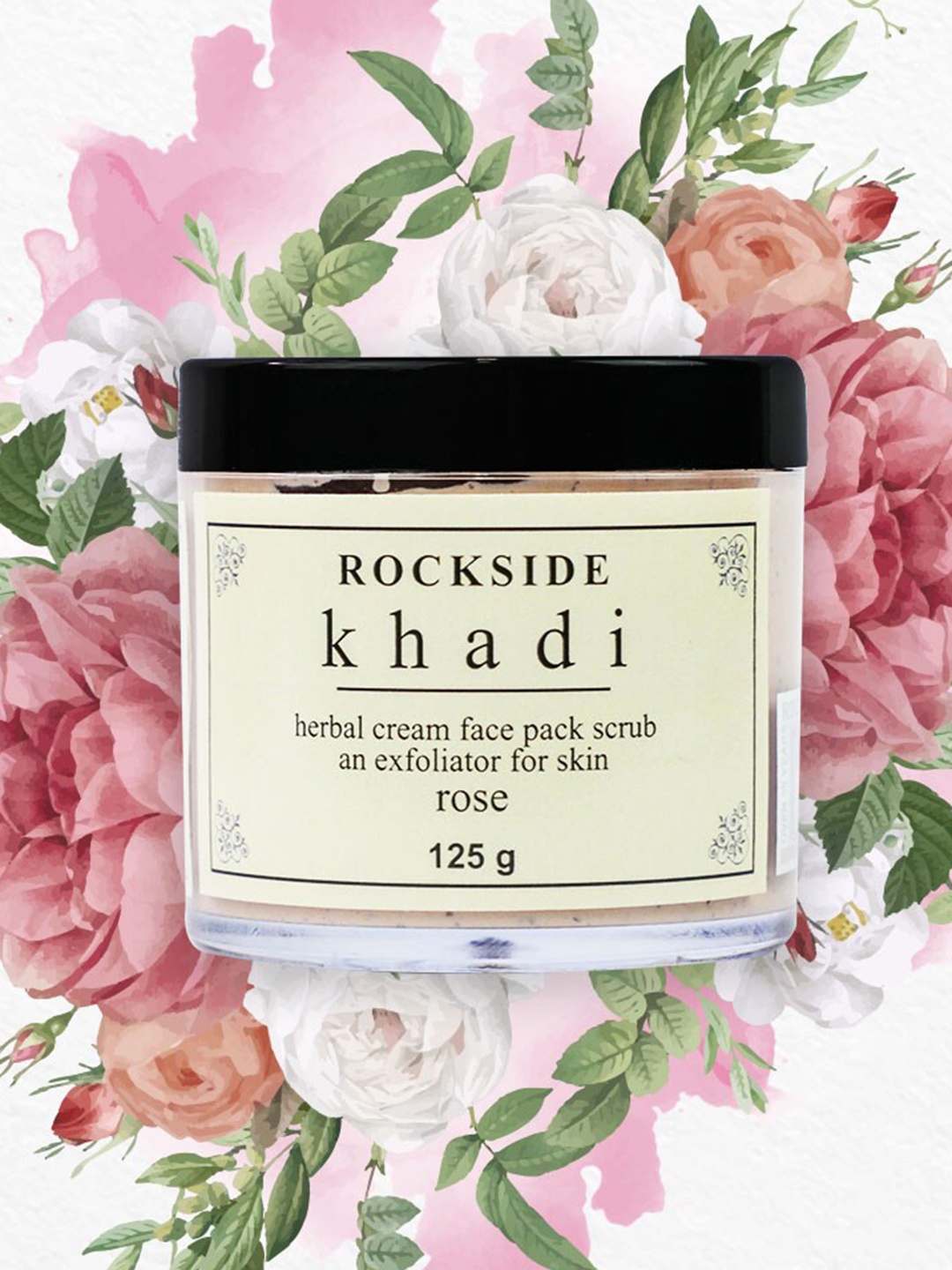 

ROCKSIDE KHADI Set of 2 Rose Cream Herbal Face Pack Scrub - 125g Each, Brown