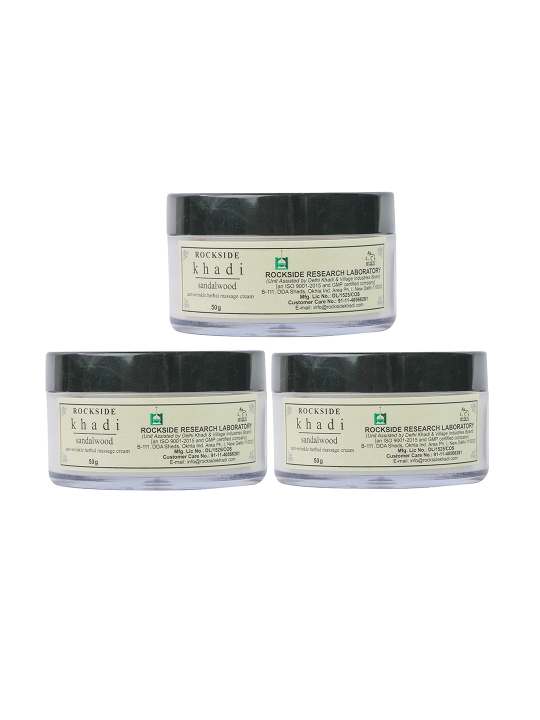 

ROCKSIDE KHADI 3-Pcs Sandalwood Massage Cream - 50g Each, Pink
