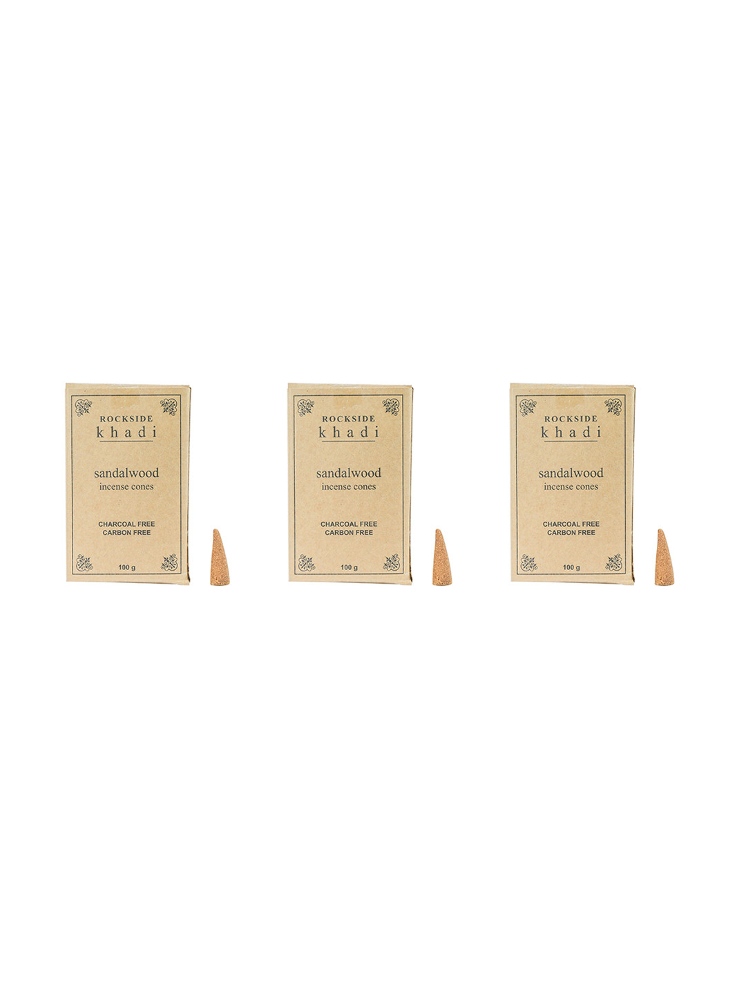 

ROCKSIDE KHADI 3-Pcs Incense Cone Sandalwood, Brown