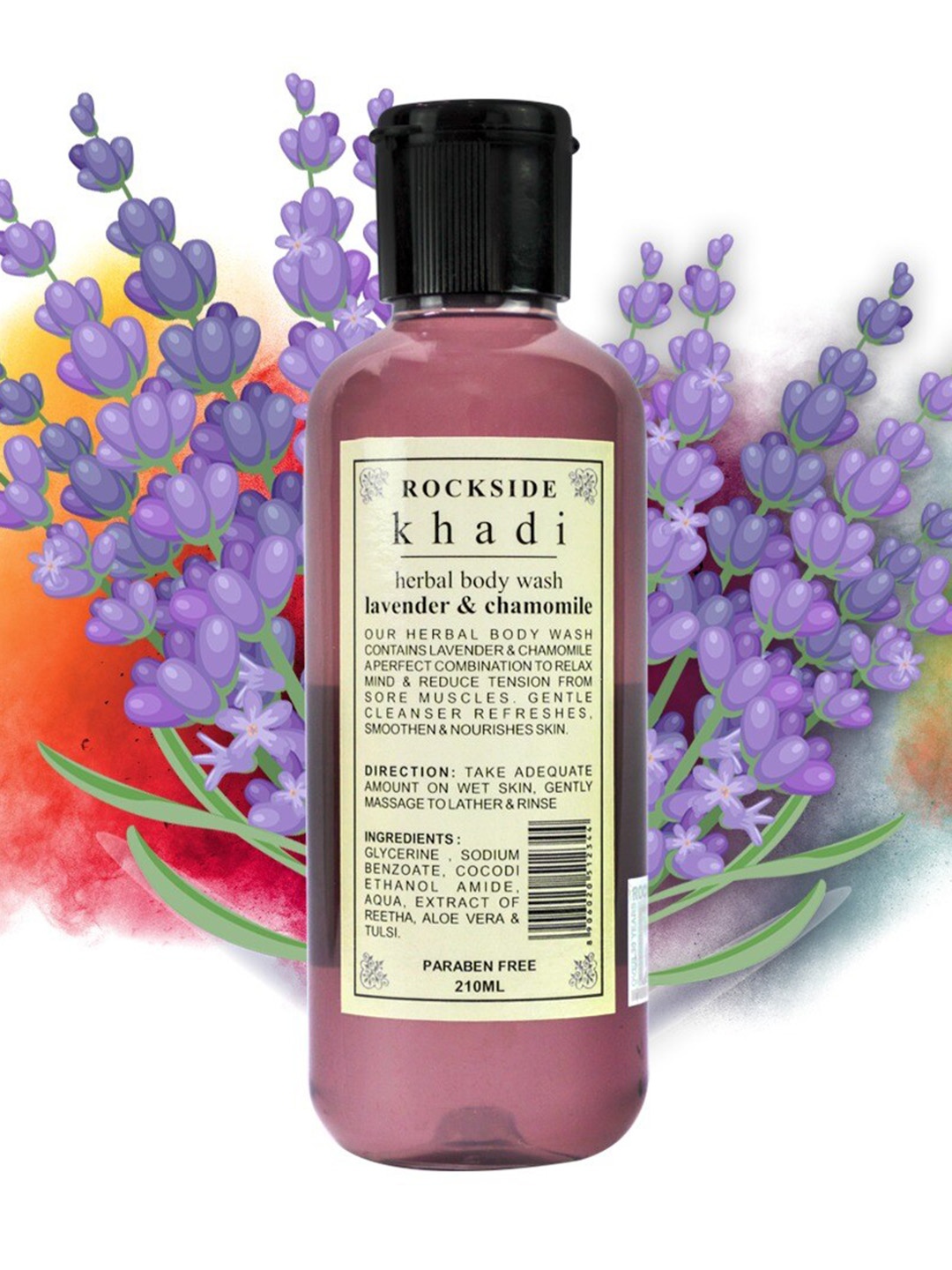 

ROCKSIDE KHADI Set of 3 Lavender & Chamomile Herbal Cream Body Wash - 210ml Each, Purple