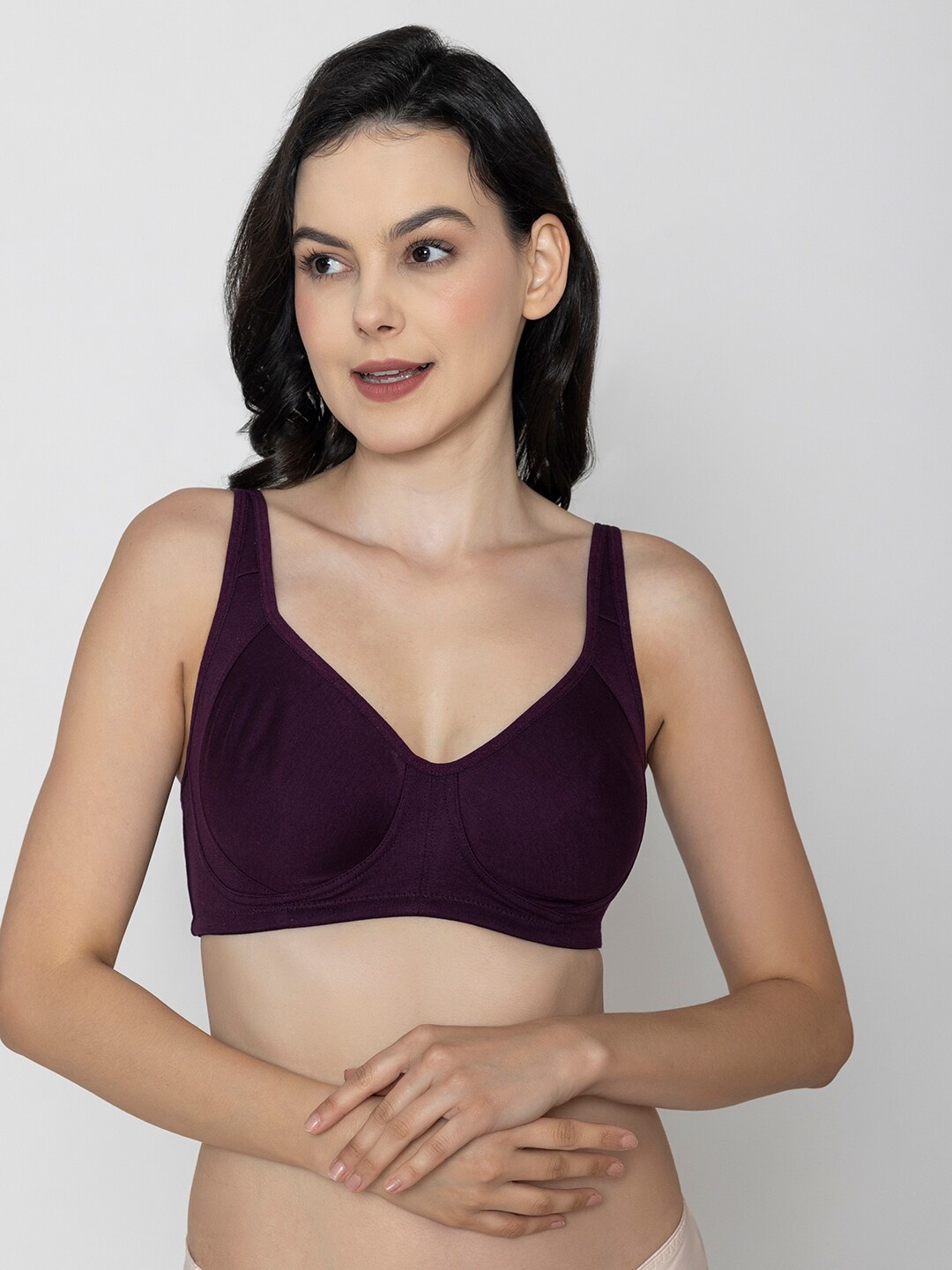 

B'ZAR Full Coverage Non Padded Everyday Comfort Backless Bra, Burgundy