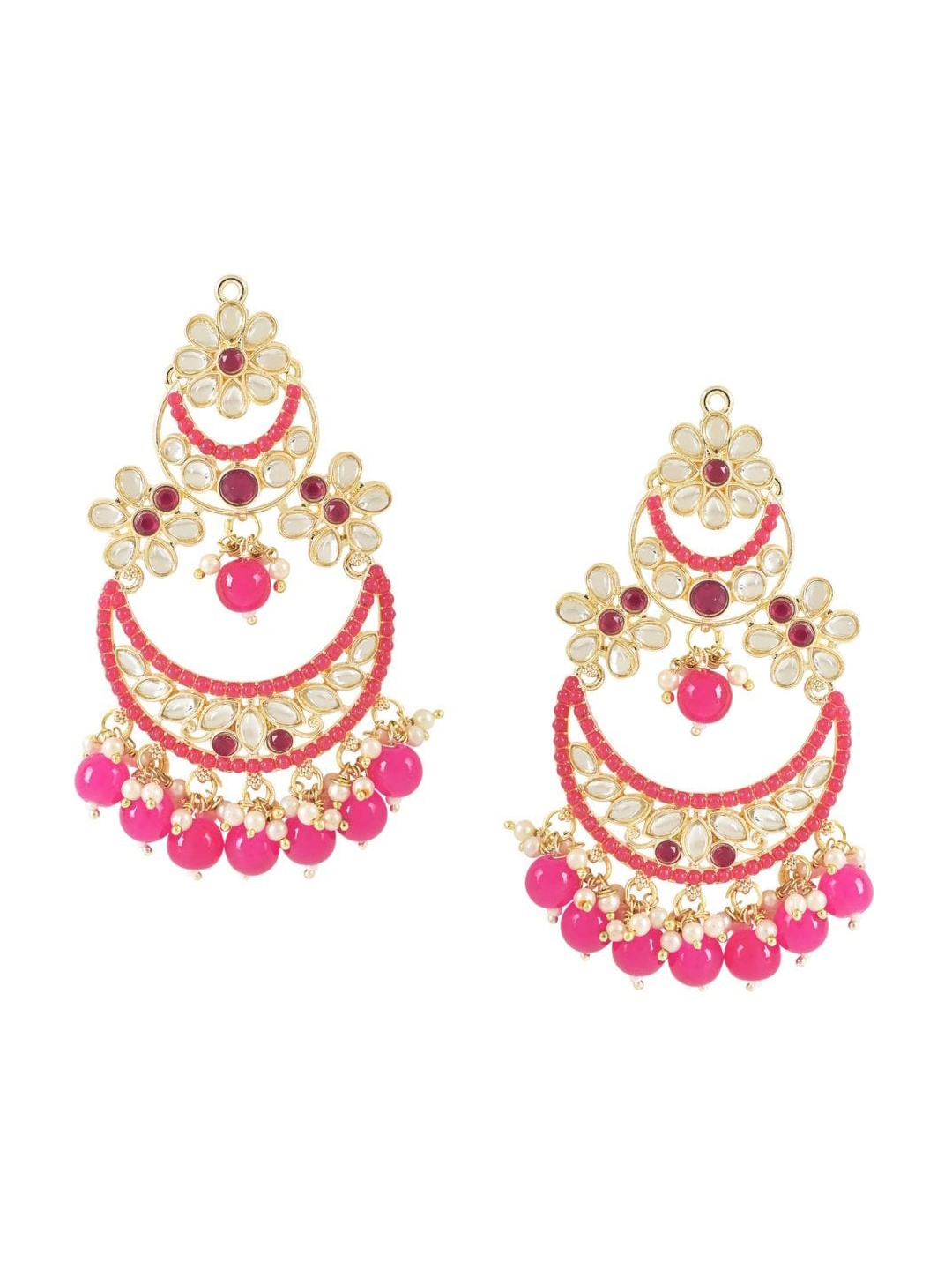 

I Jewels Gold-Plated Kundan Contemporary Chandbalis