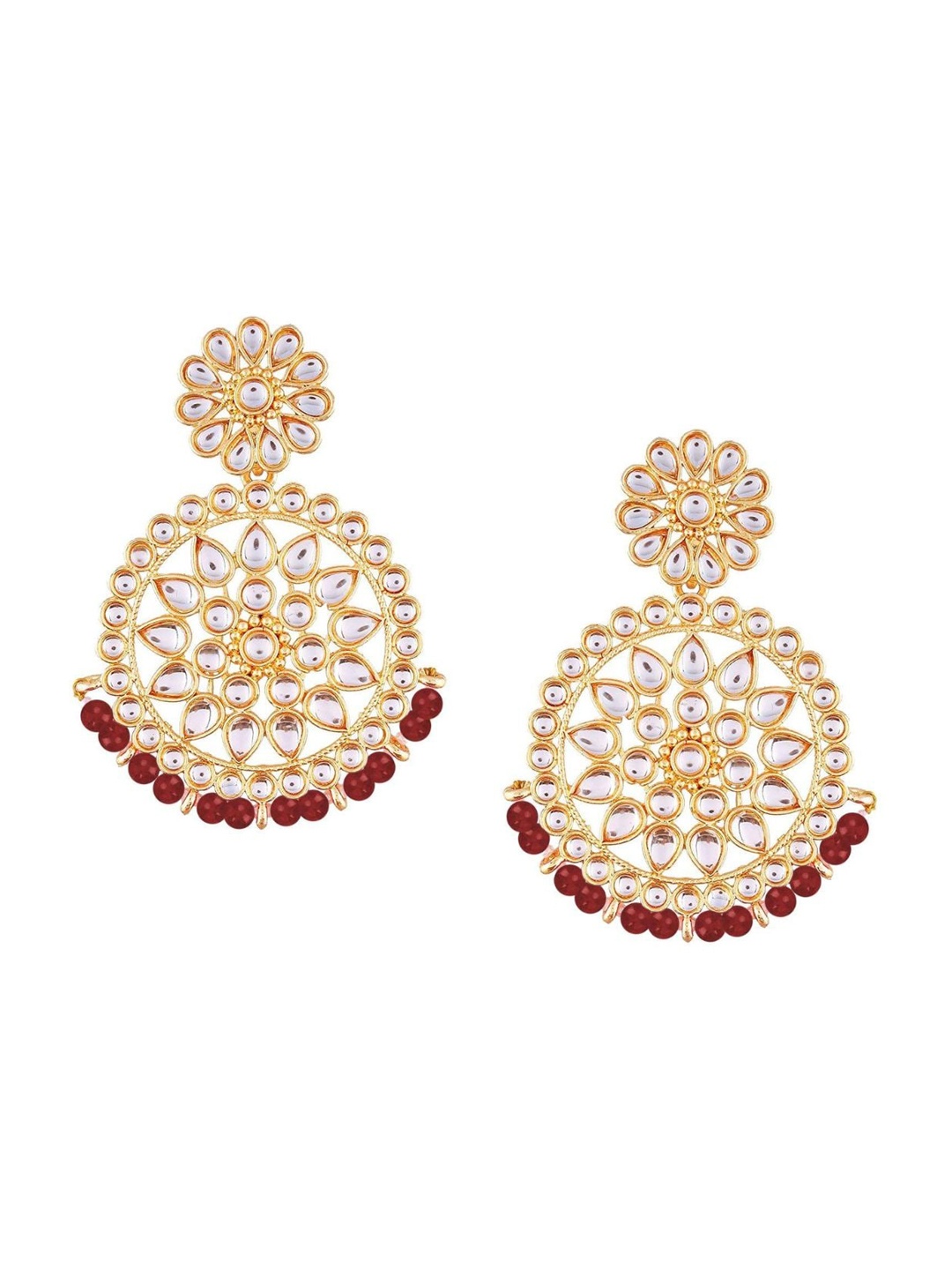 

I Jewels Gold-Plated Kundan Circular Chandbalis