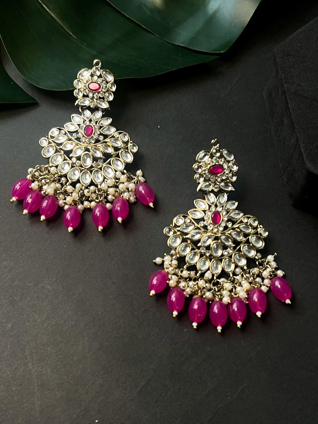 

I Jewels Gold-Plated Kundan Contemporary Drop Earrings