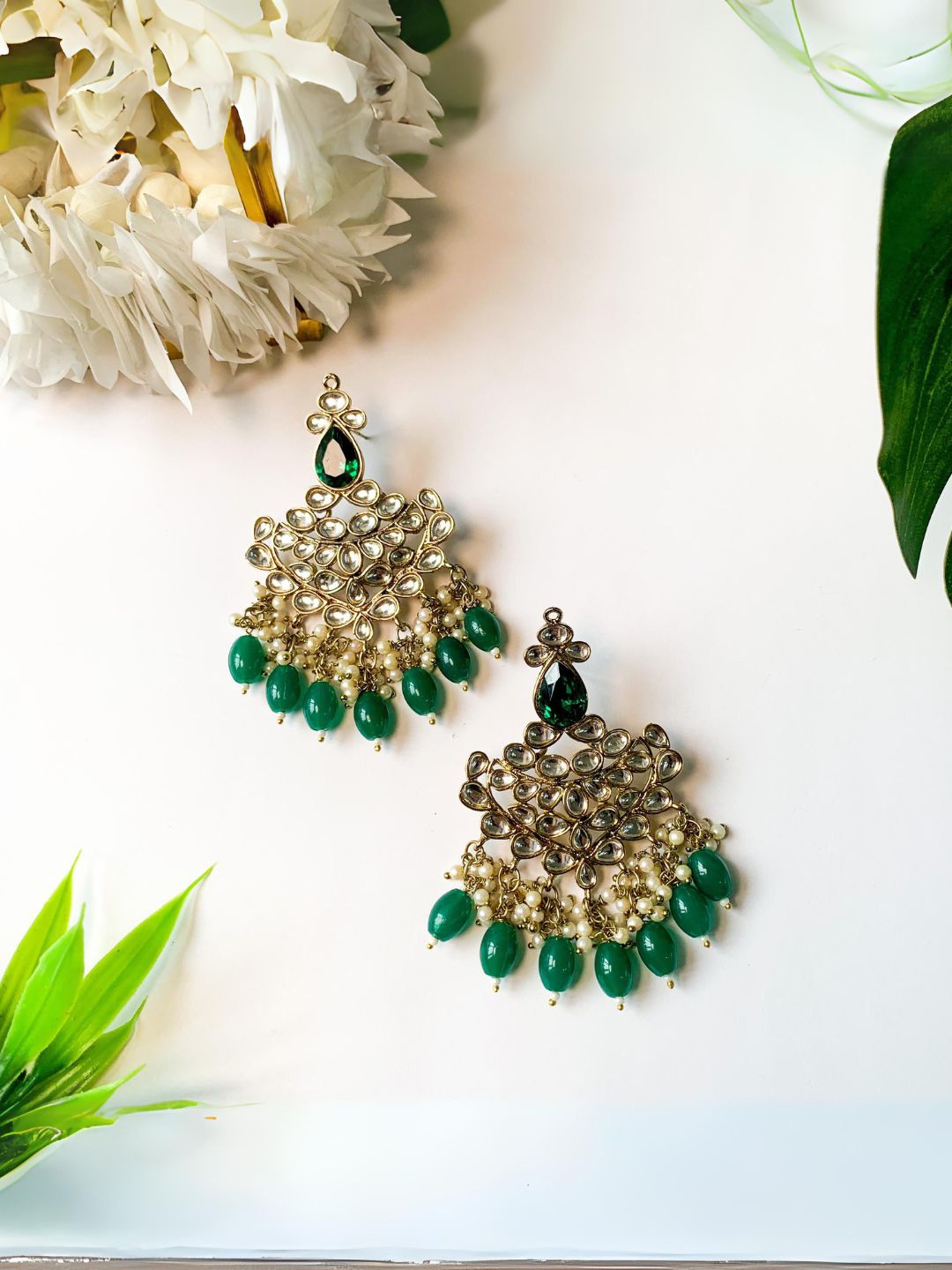 

I Jewels Gold-Plated Kundan Contemporary Drop Earrings