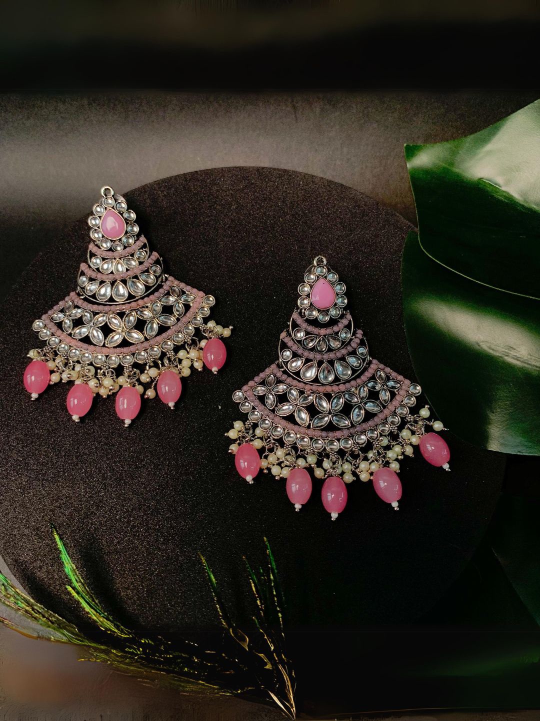 

I Jewels Silver-Plated Kundan Contemporary Chandbalis, Gold