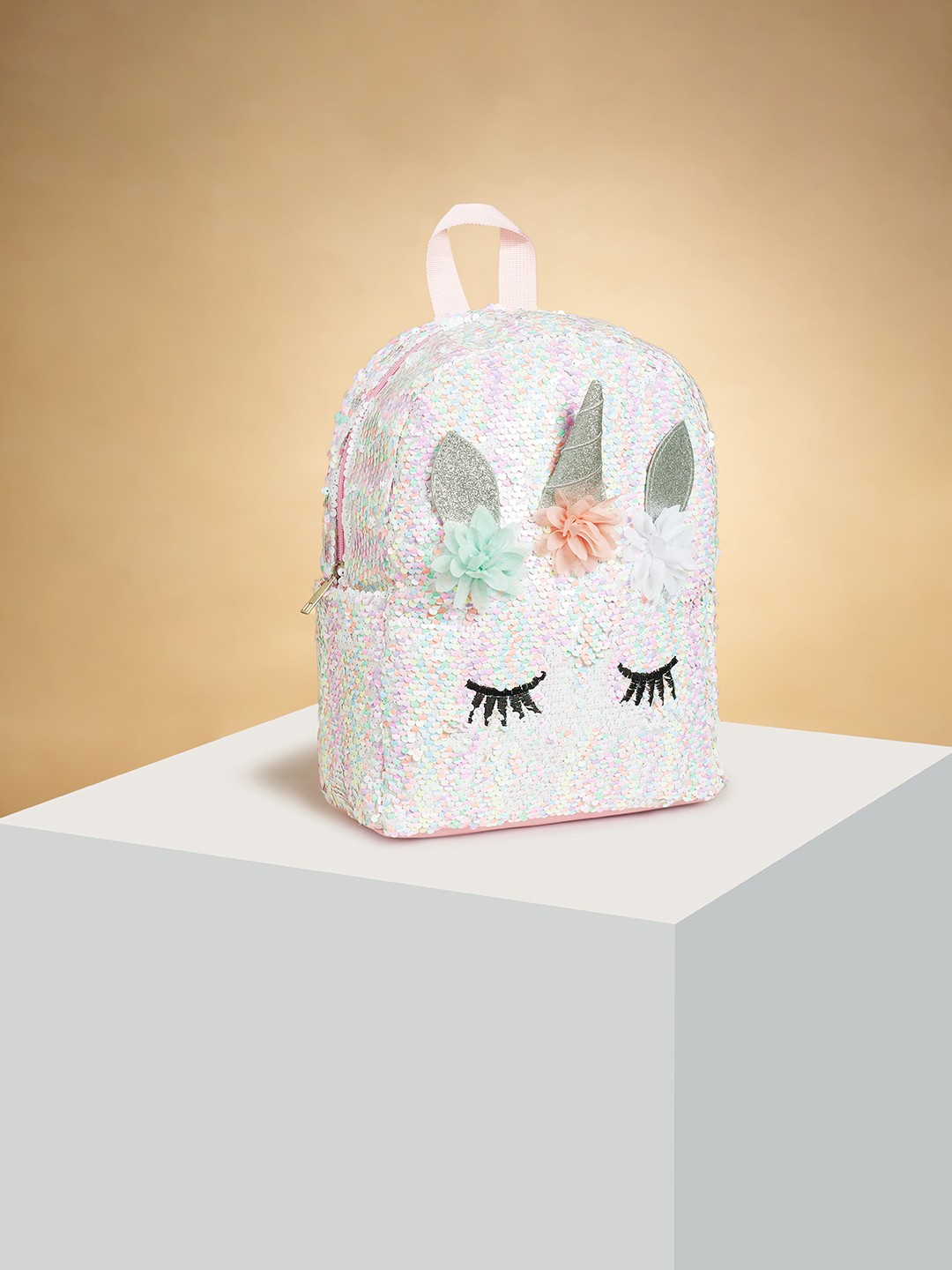 

Pantaloons Junior Kids Embroidered Sequinned Backpack, Pink