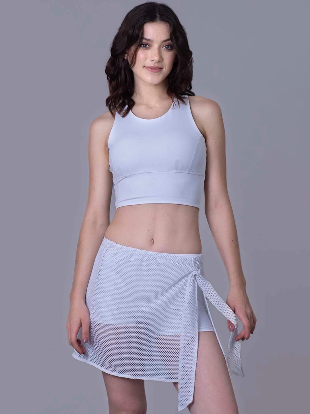 

Keepfit 3 Pieces Top Skirt With Boy Shorts Swim Set, White