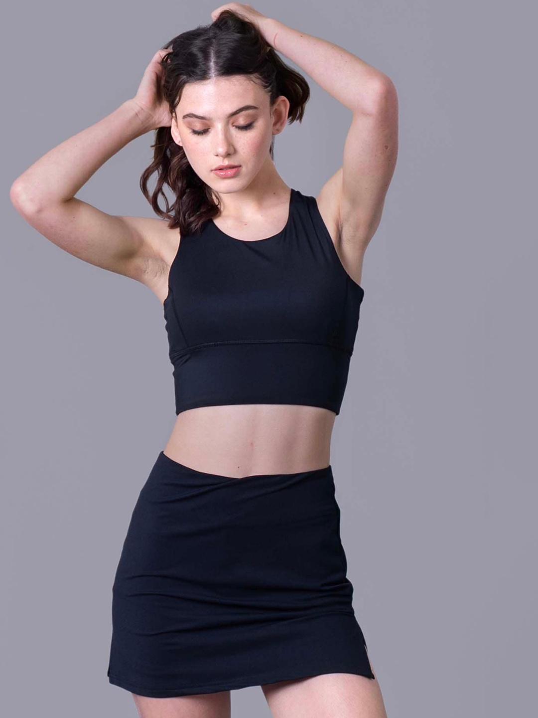 

Keepfit Medium Coverage Top With Skirt Swim Set, Black