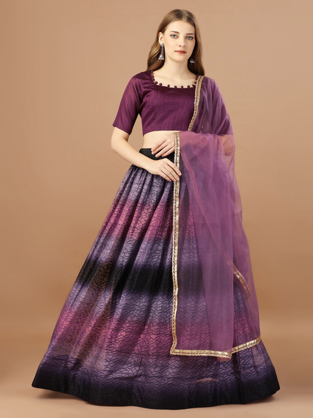 

KALINI Semi-Stitched Lehenga & Unstitched Blouse With Dupatta, Purple
