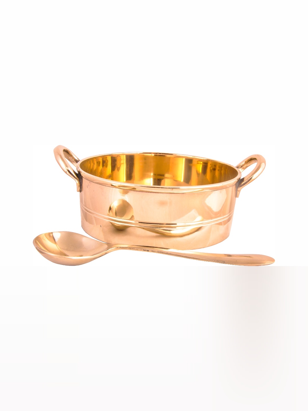 

Shivshakti Arts Gold Toned Bronze Sauce Pan With Spoon 700 ml