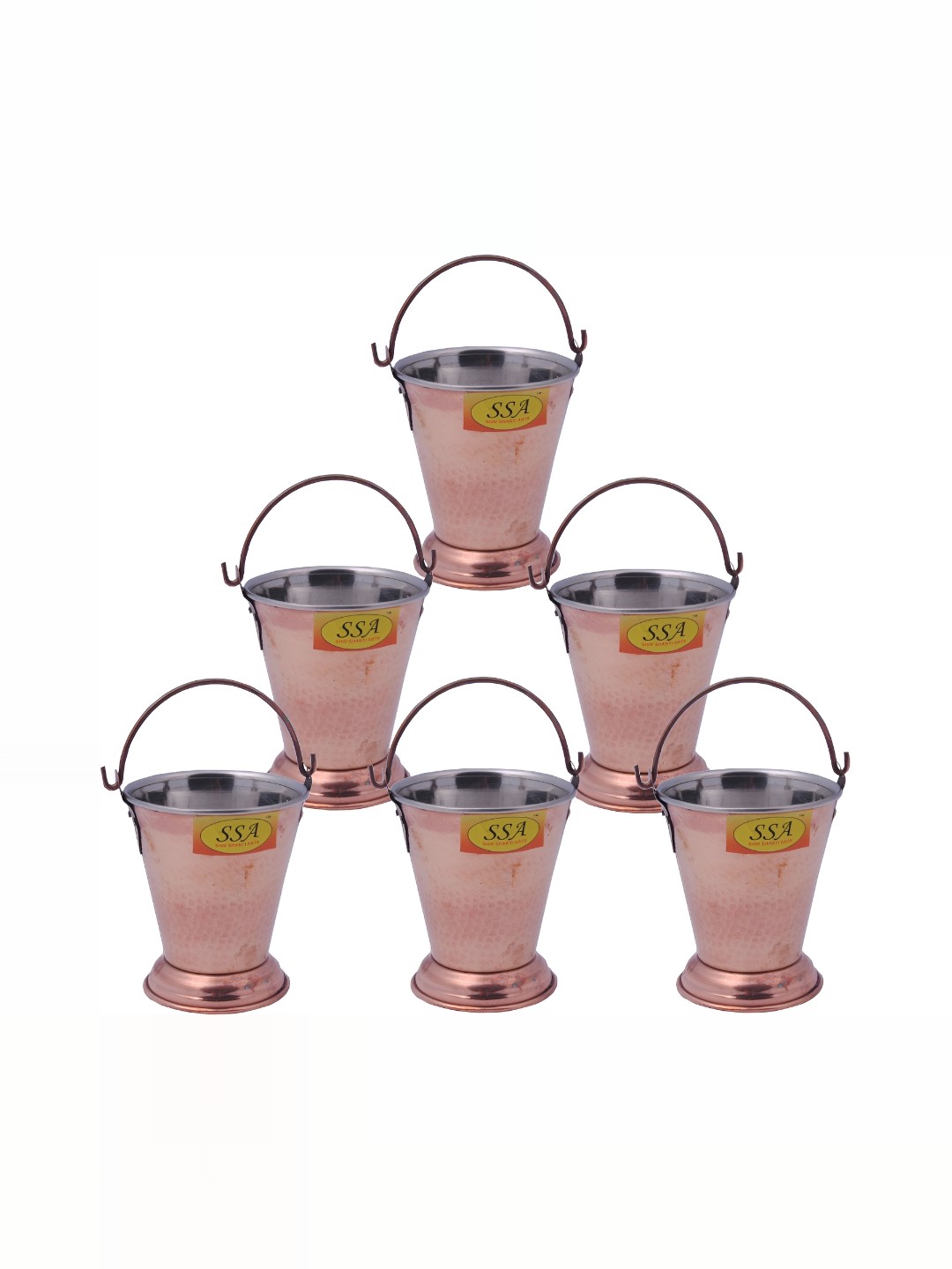 

Shivshakti Arts Brown 6 Pieces Steel Copper Serving Bucket
