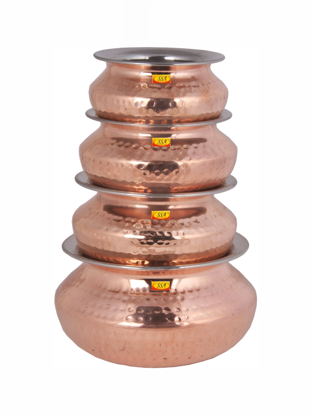 

Shivshakti Arts Brown 4 Pcs Copper Handi