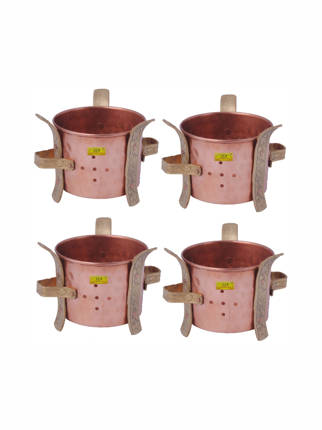 

Shivshakti Arts 4 Pieces Copper Brass Food Warmer Angeethi Traditional Sigdis