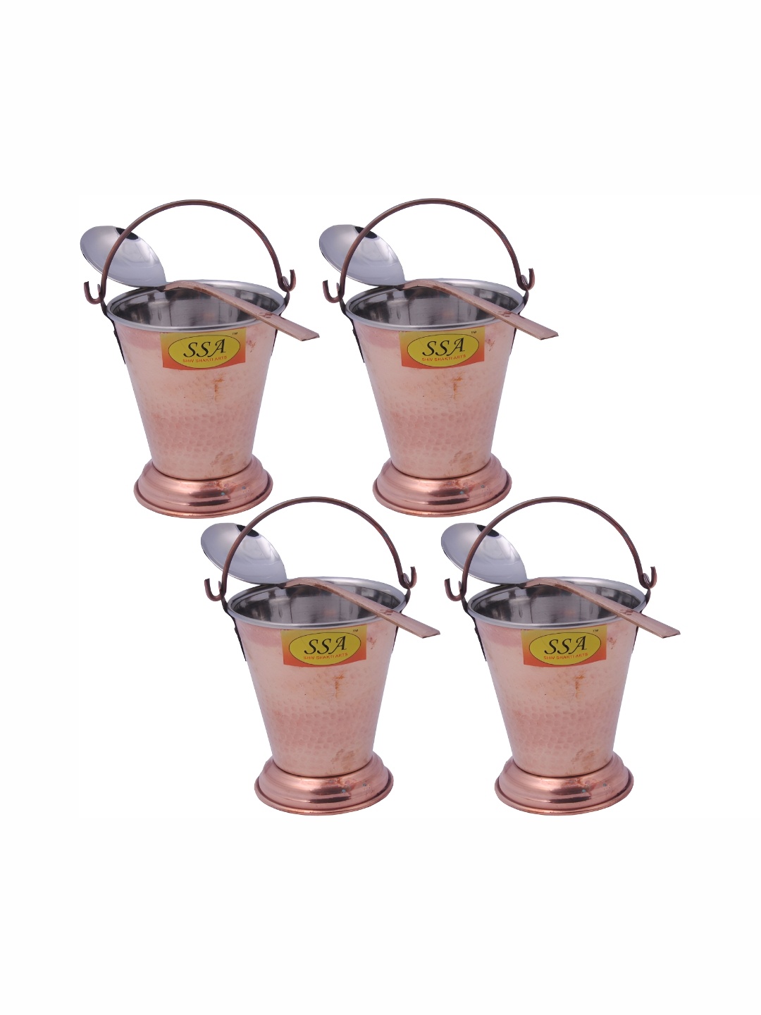 

Shivshakti Arts Brown 8 Pieces Copper Serving Bucket With Spoons 500 ml