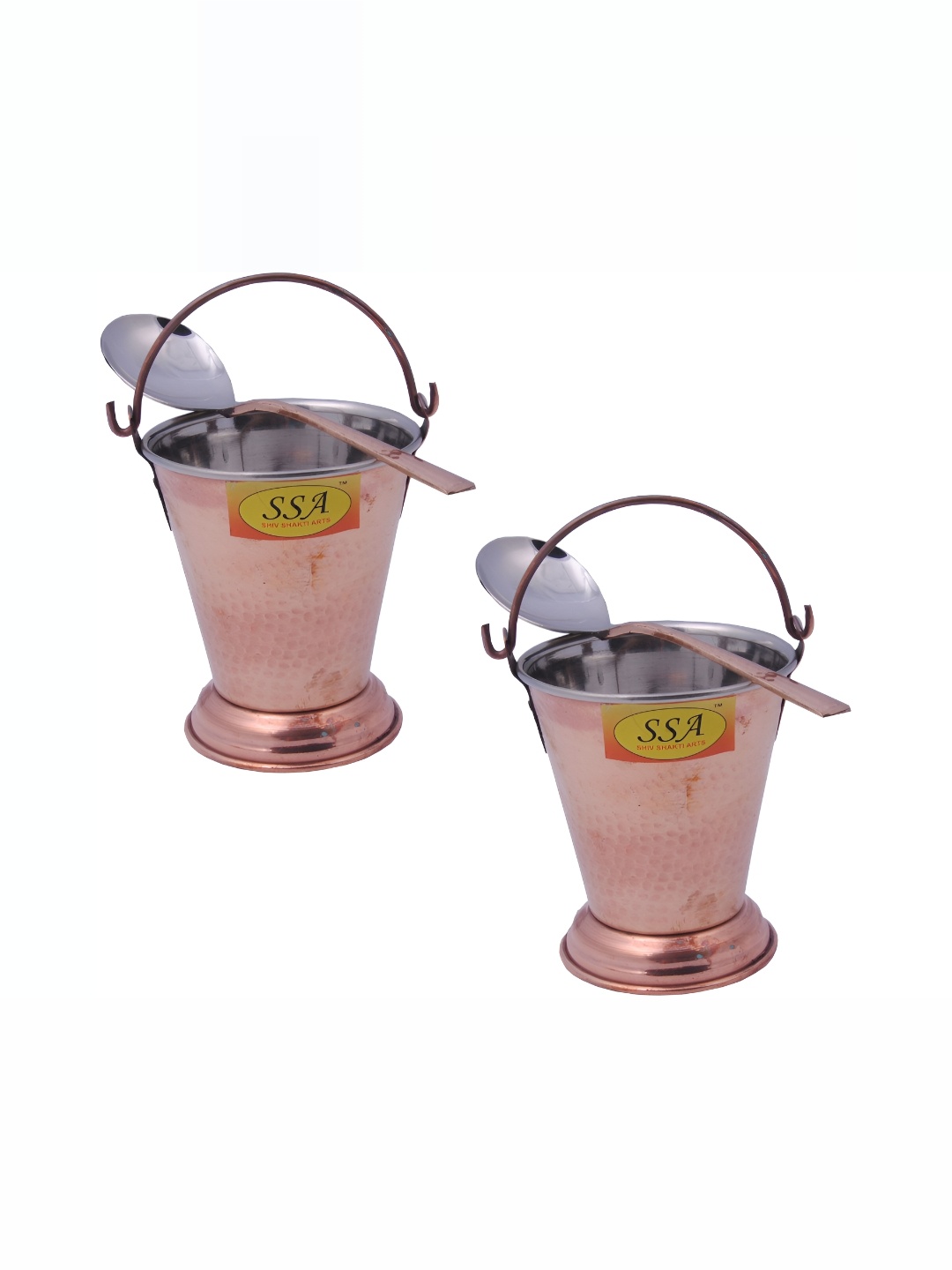 

Shivshakti Arts Brown 4 Pcs Copper Bucket With Serving Spoon