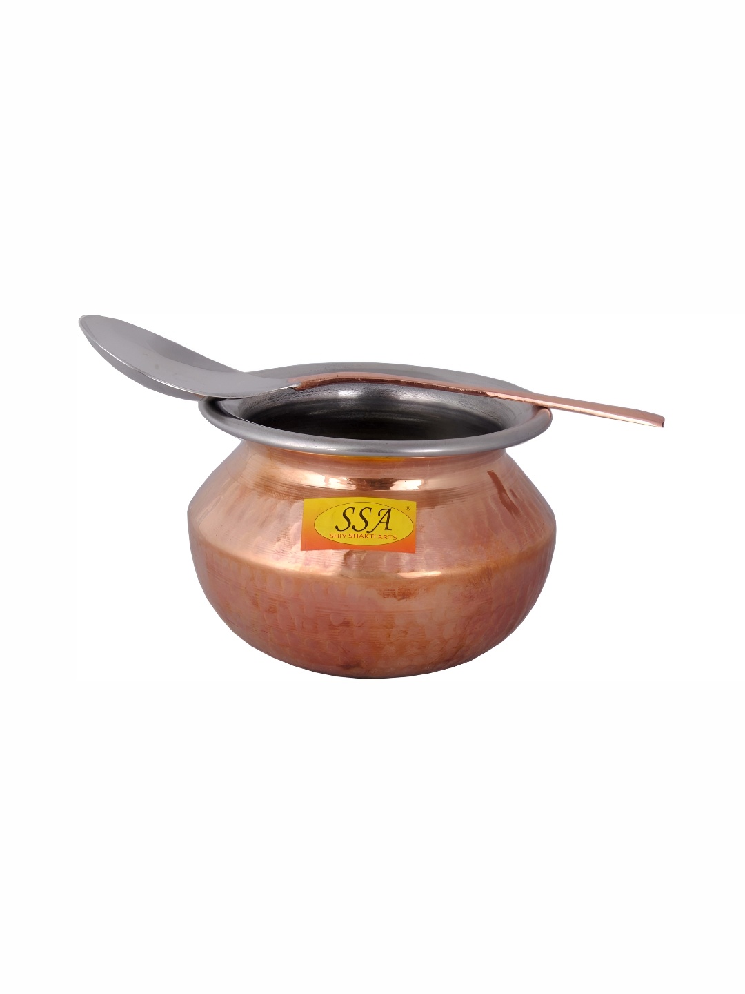 

Shivshakti Arts Brown 2 Pcs Copper Handi With Spoon