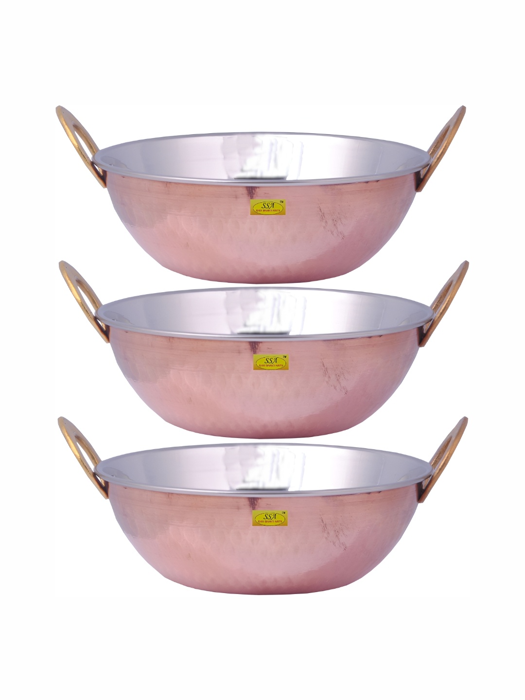 

Shivshakti Arts Brown 3 Pieces Copper Kadai