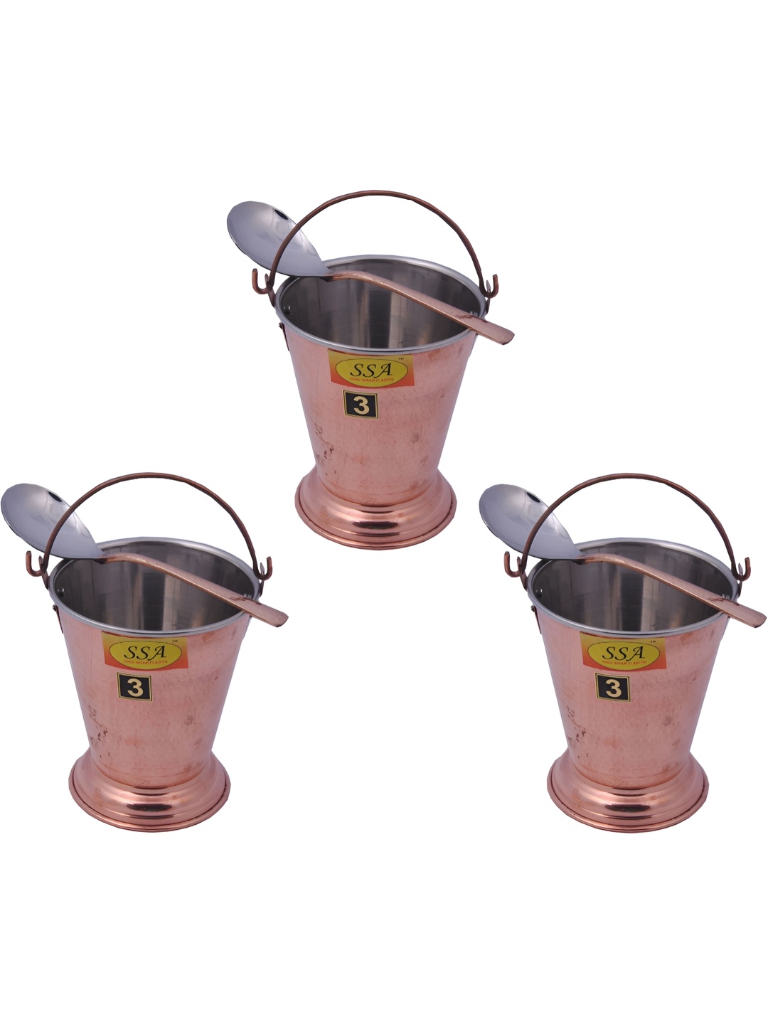 

Shivshakti Arts Brown Copper Bucket And Spoons Cook and Serve Casserole 500 ml