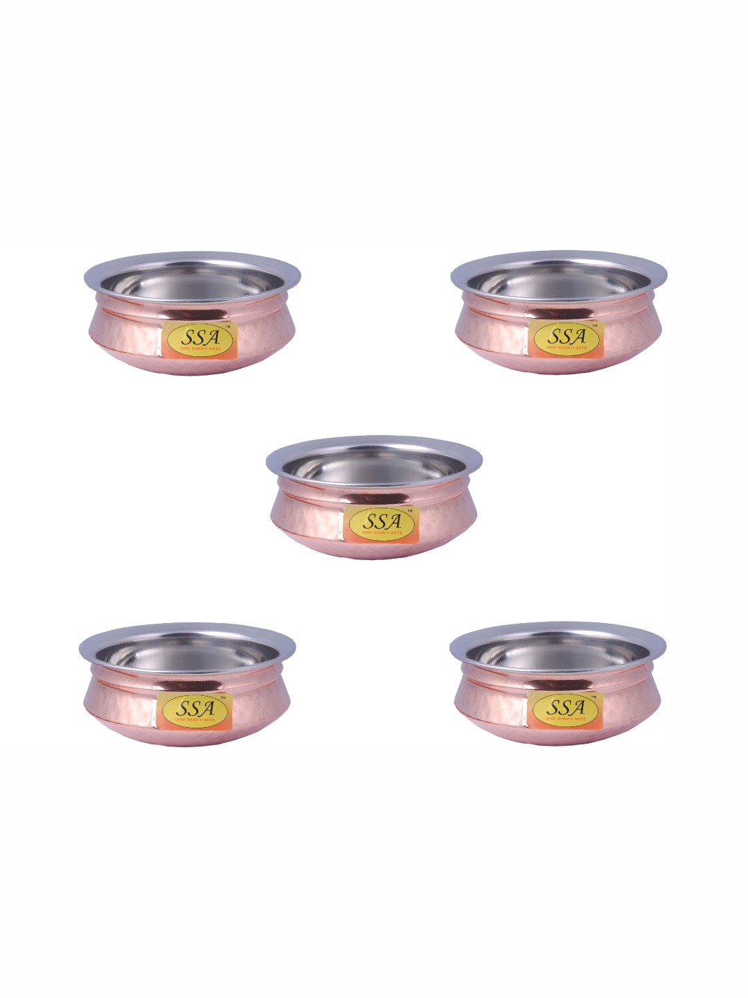 

Shivshakti Arts Brown 5 Pieces Copper Cooking and Serve Casserole