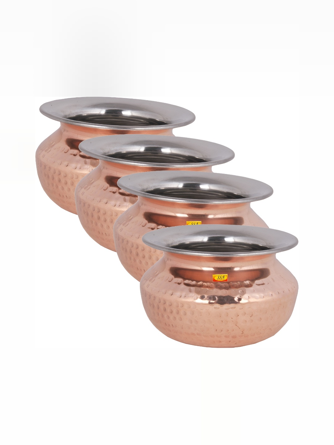 

Shivshakti Arts Brown 4 Pieces Textured Copper Cooking Handi