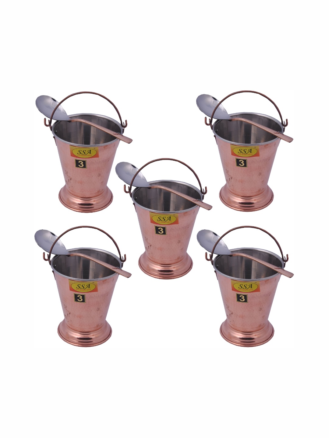 

Shivshakti Arts Brown 10 Pieces Copper Serving Bucket With Spoon