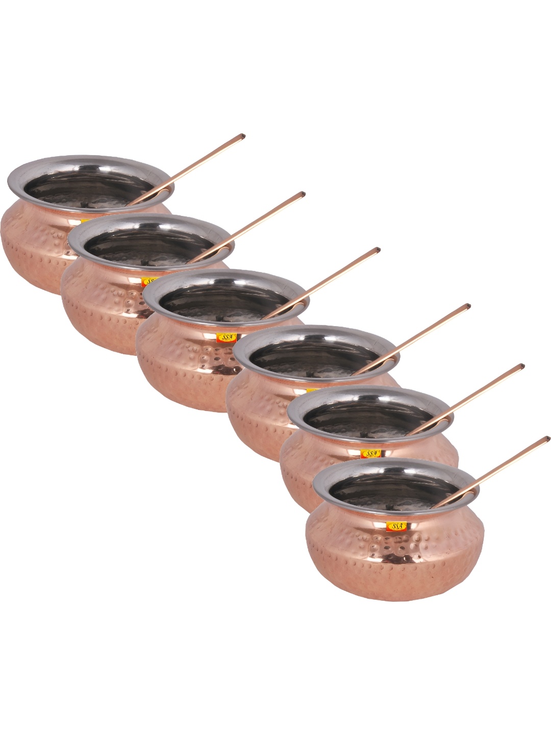 

Shivshakti Arts 12 Pcs Copper Toned 6 Handi With 6 Spoons