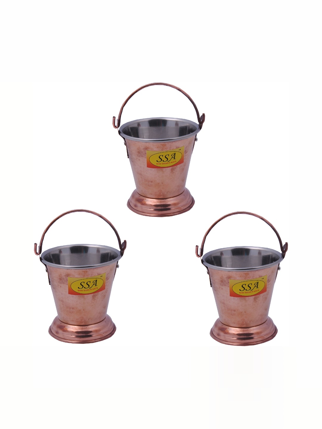 

Shivshakti Arts Brown 3 Pieces Copper Serving Bucket