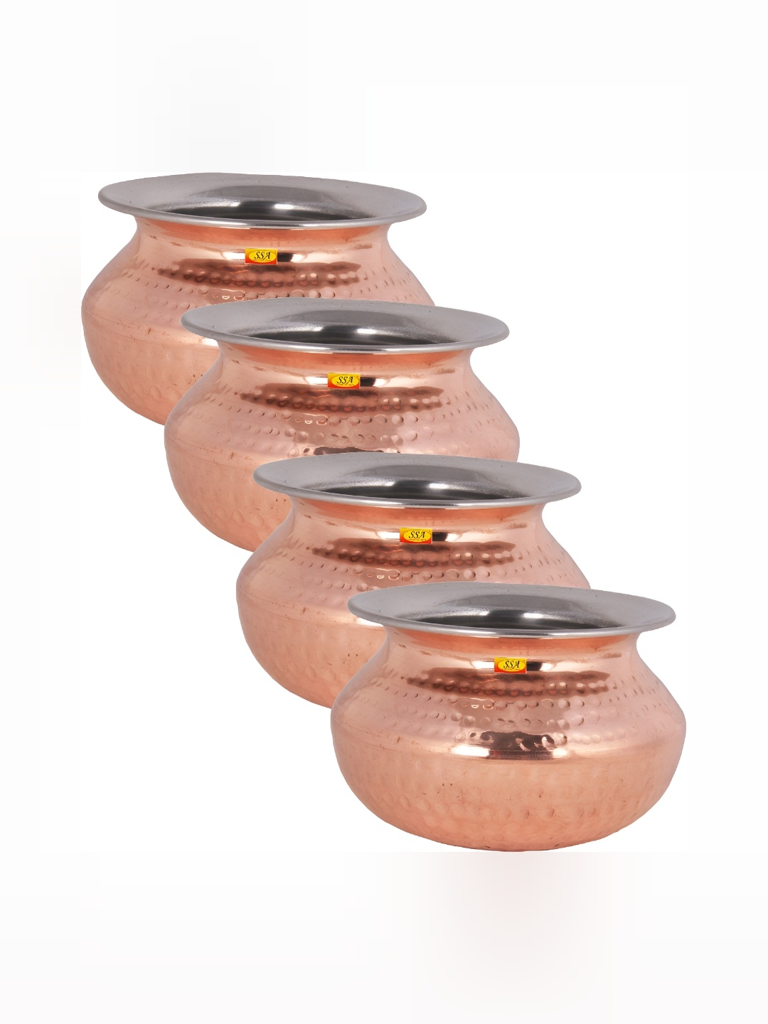 

Shivshakti Arts Brown 4 Pieces Copper Serving Handi