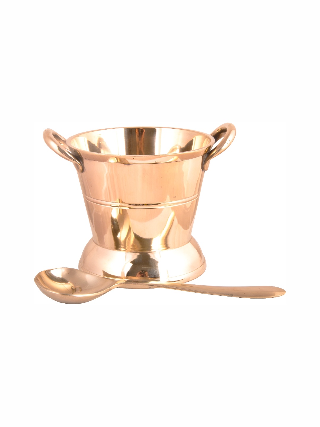 

Shivshakti Arts Yellow 2 Pieces Bronze Gravy Bucket With Spoon 500 ml